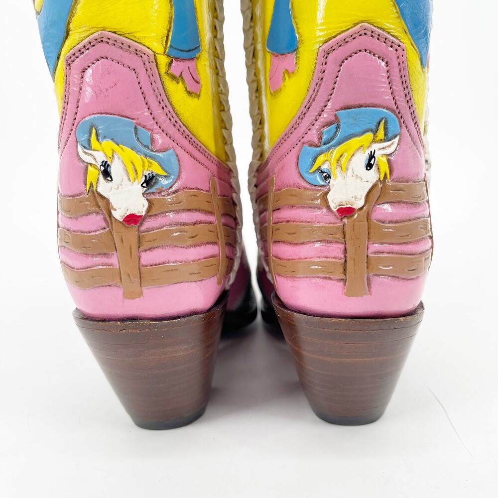 RARE Old Gringo Pink Calamity Cartoon Star Cow Cowgirl Rodeo Boots Women’s 6.5 - Picture 10 of 13